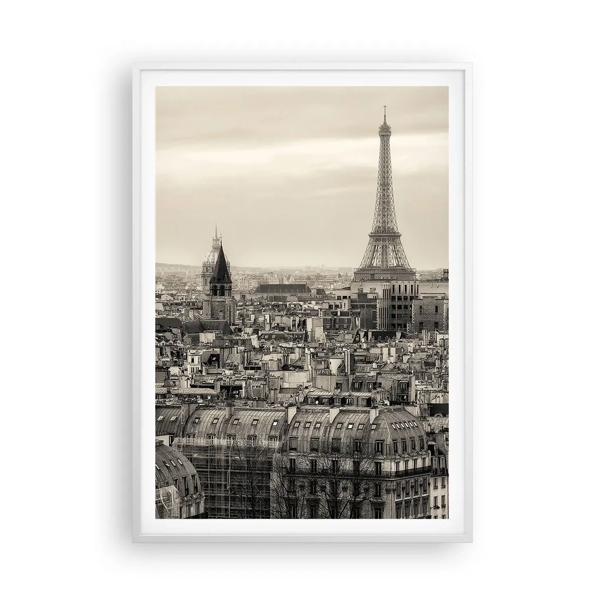 Poster in white frmae - Over the Roofs of Paris - 70x100 cm