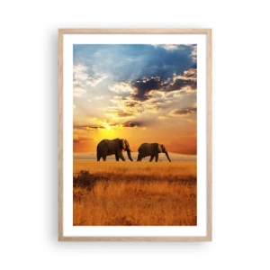 Poster in light oak frame - Family Walk - 50x70 cm