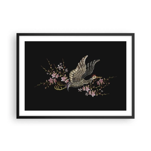 Poster in black frame - Exotic, Embroidered Bird - 70x50 cm