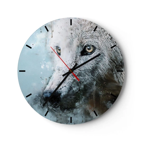 Wall clock - Clock on glass - Meet Wolf Soul - 40x40 cm