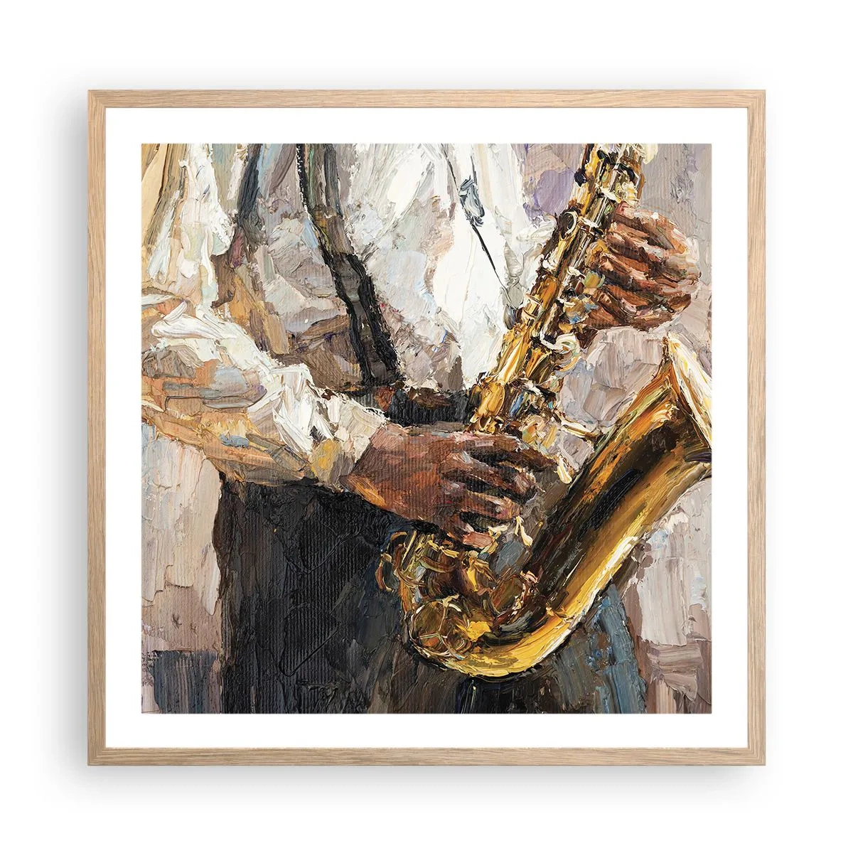 Poster in light oak frame - Time for a Solo - 60x60 cm