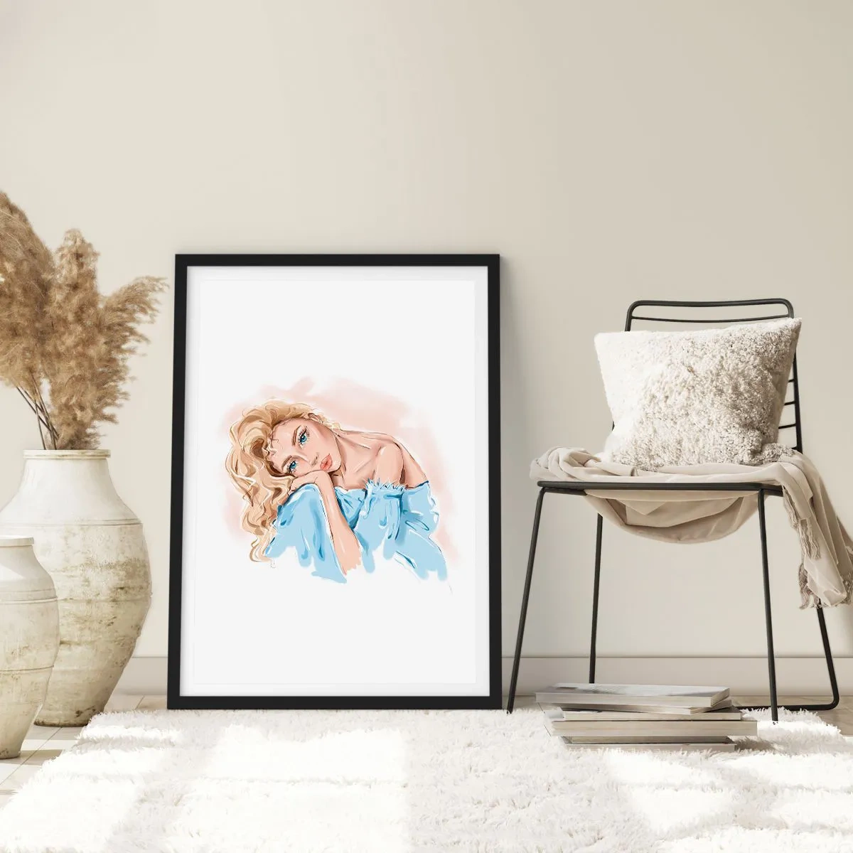 Poster in black frame - Dreamy in Blue - 30x40 cm