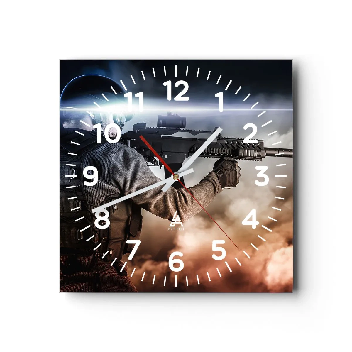 Wall clock - Clock on glass - Simply a Hero - 30x30 cm