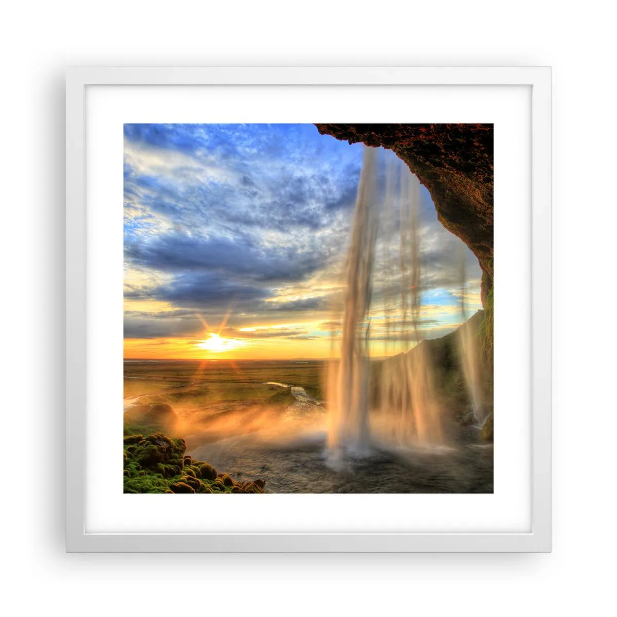Poster in white frmae - World behind Raindrops - 40x40 cm