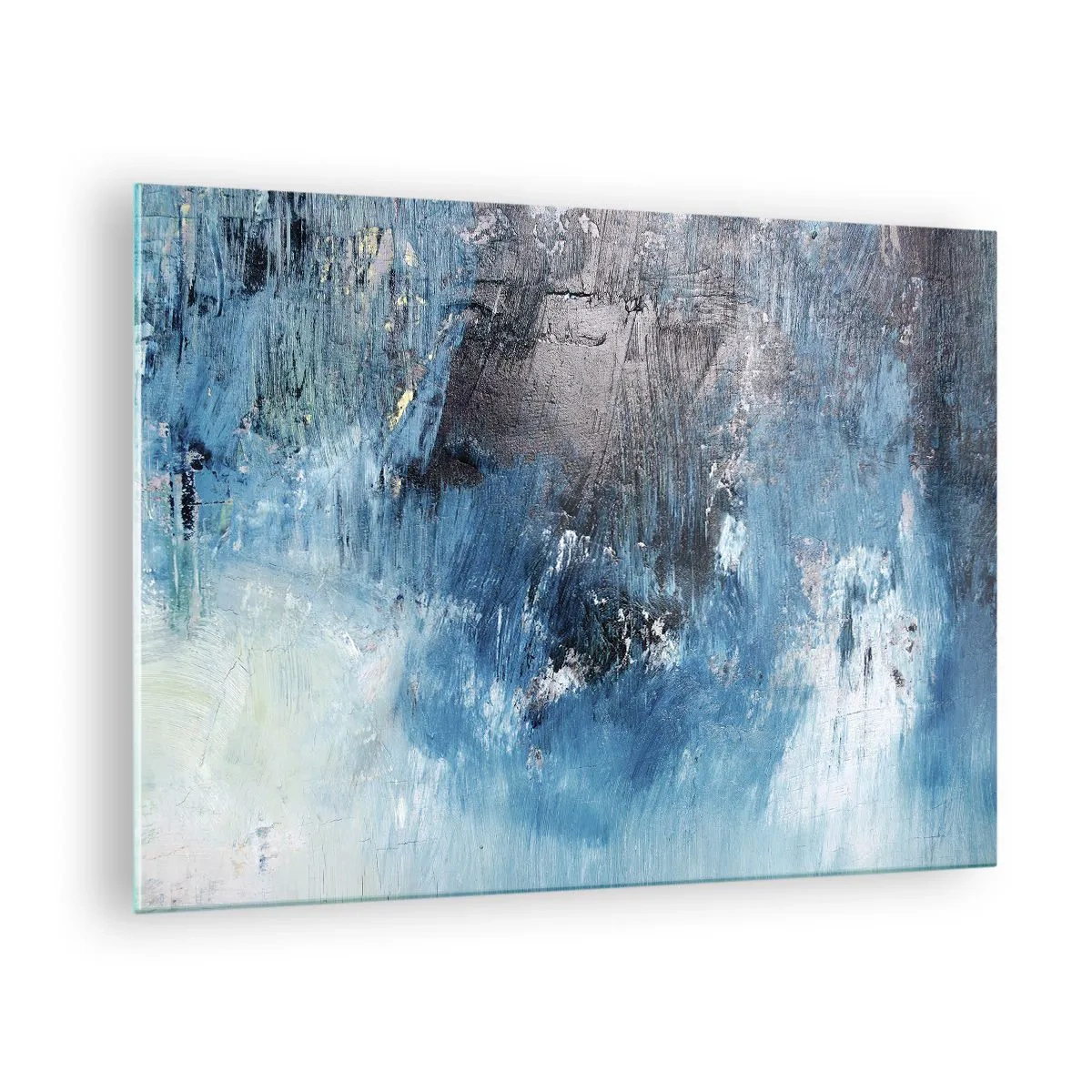 Glass picture - Abstract composition in shades of blue - 70x50cm - Blue Rhapsody - Modern wall decoration for the living room and bedroom ARTTOR