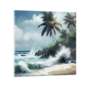 Glass picture - On a Tropical Shore - 50x50 cm