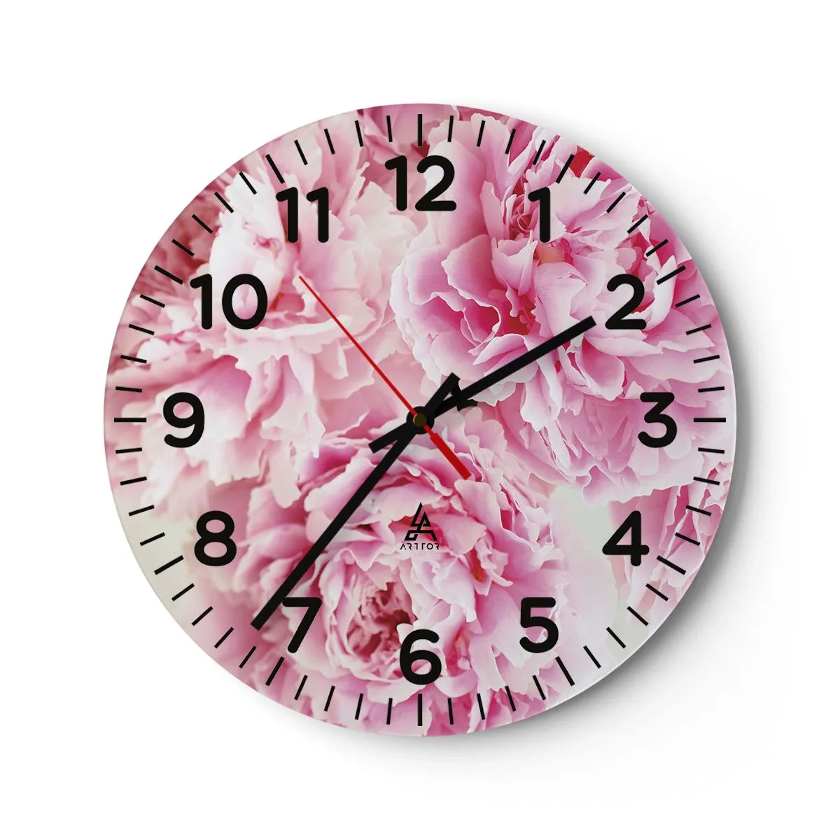 Wall clock - Clock on glass - In Pink Splendour - 40x40 cm