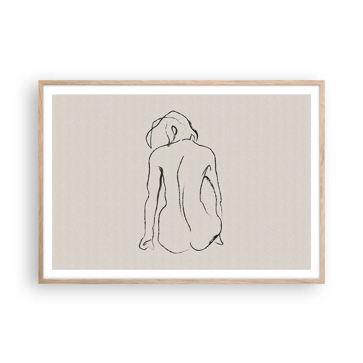 Poster in light oak frame - Woman Nude - 100x70 cm