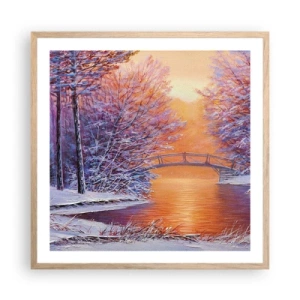 Poster in light oak frame - Let's Meet Here - 60x60 cm