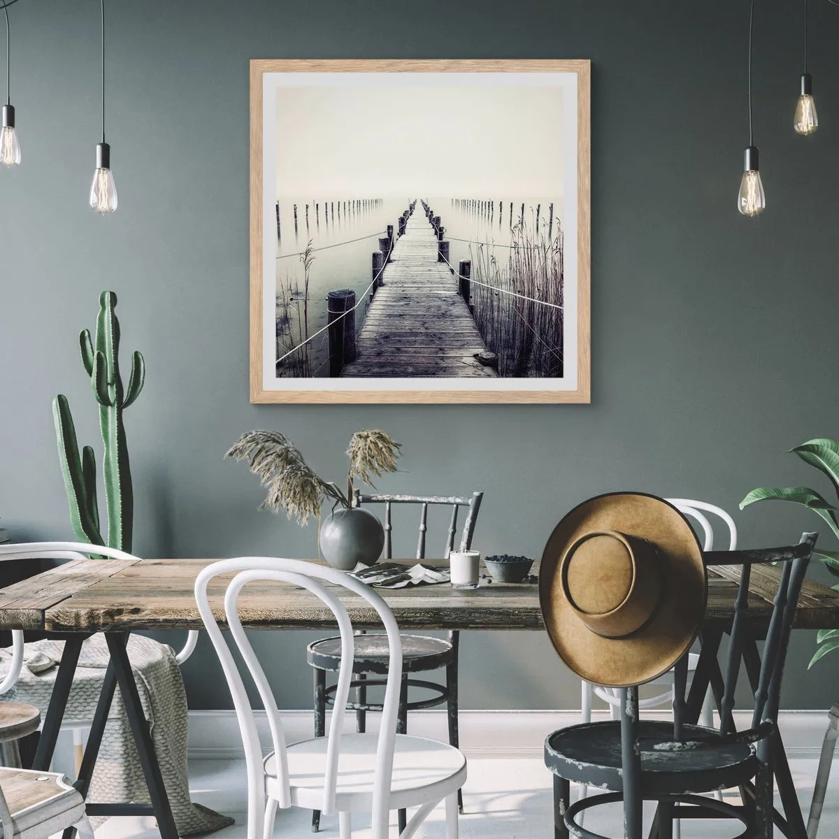 Poster in light oak frame - Immerse Yourself in Peace - 60x60 cm