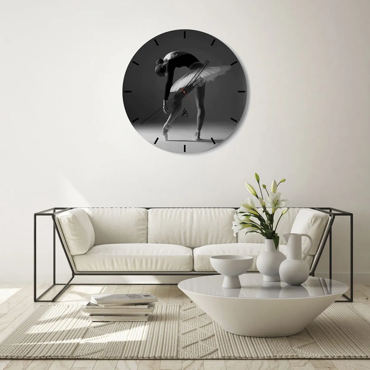 Wall clock - Clock on glass - Belle Ballet Dancer - 40x40 cm