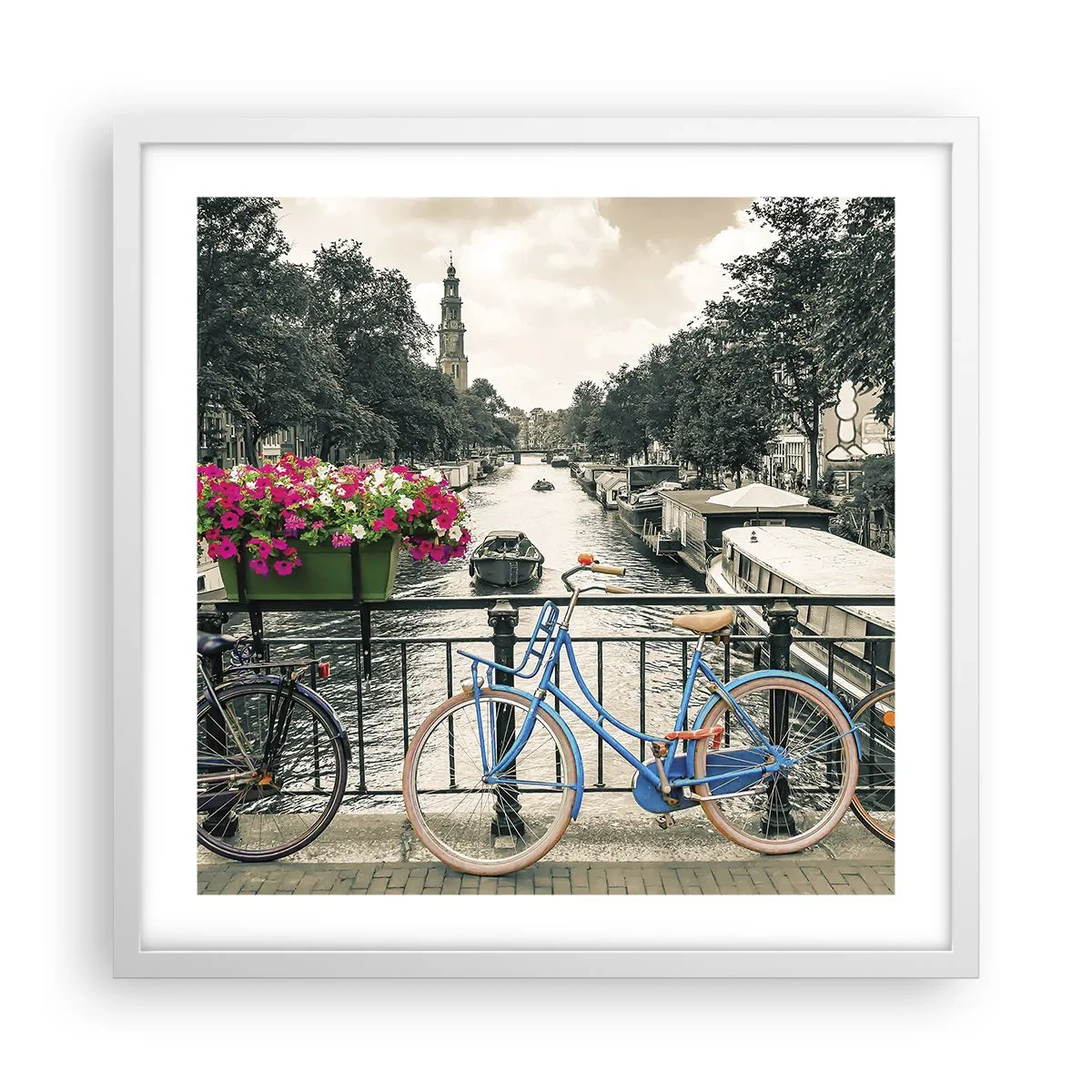 Poster in white frmae - Colour of a Street in Amsterdam - 50x50 cm
