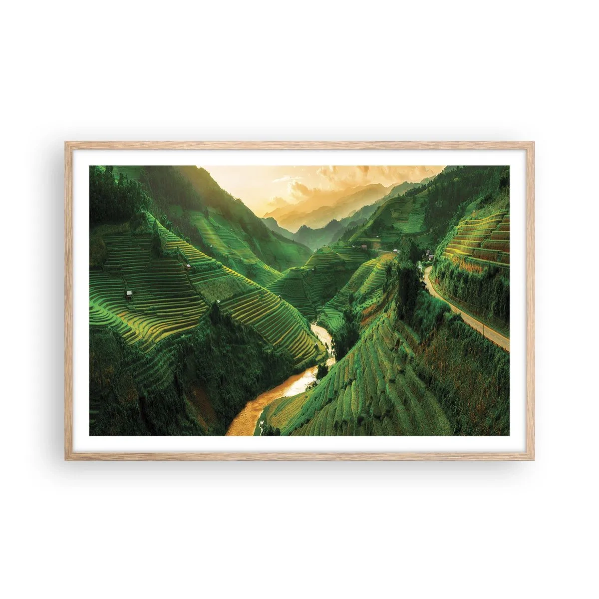 Poster in light oak frame - Vietnamese Valley - 91x61 cm