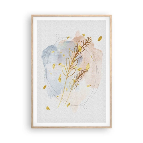Poster in light oak frame - Golden Blast - 70x100 cm