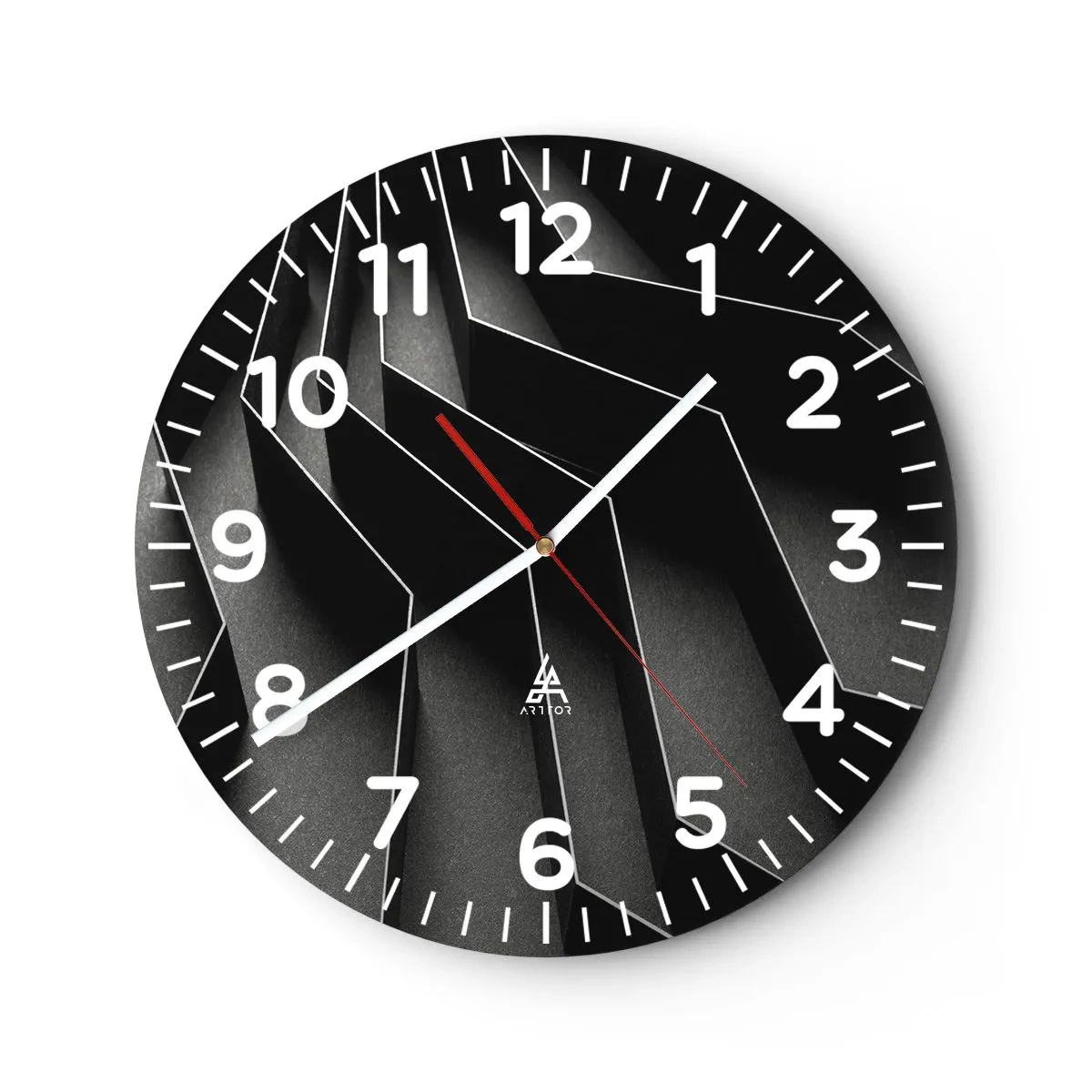 Wall clock - Clock on glass - Spacial Order - 30x30 cm
