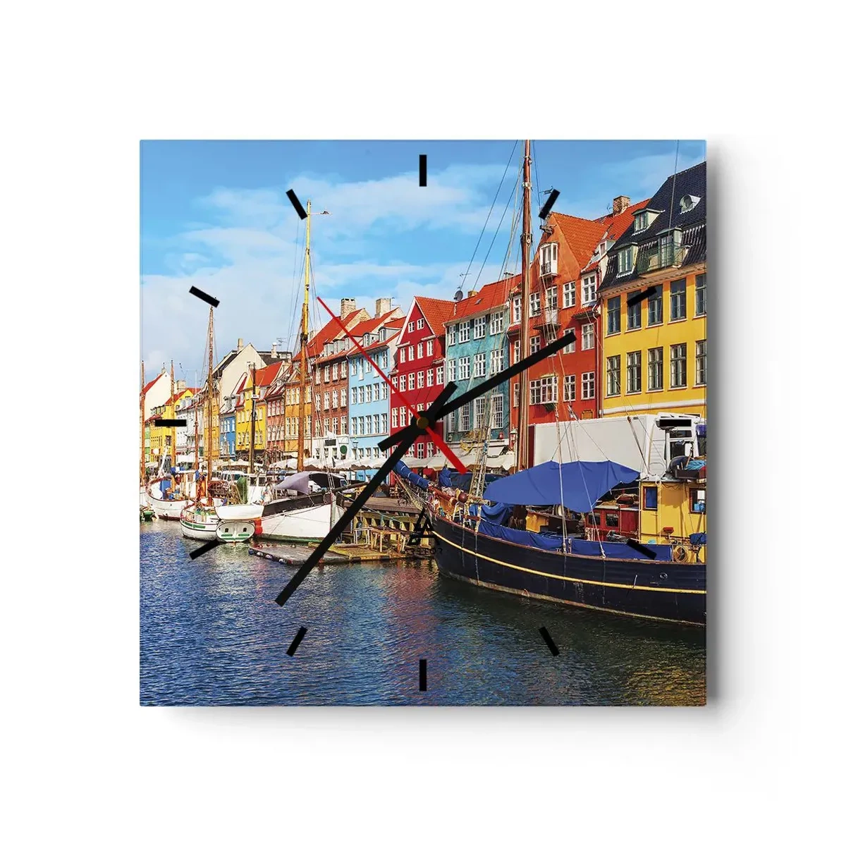 Wall clock - Clock on glass - Joyful Coast - 40x40 cm