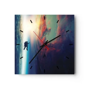 Wall clock - Clock on glass - Confronting the Universe - 30x30 cm