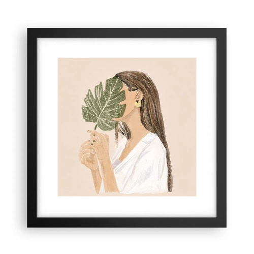 Poster in black frame - Mysterious Portrait with a Fan - 30x30 cm