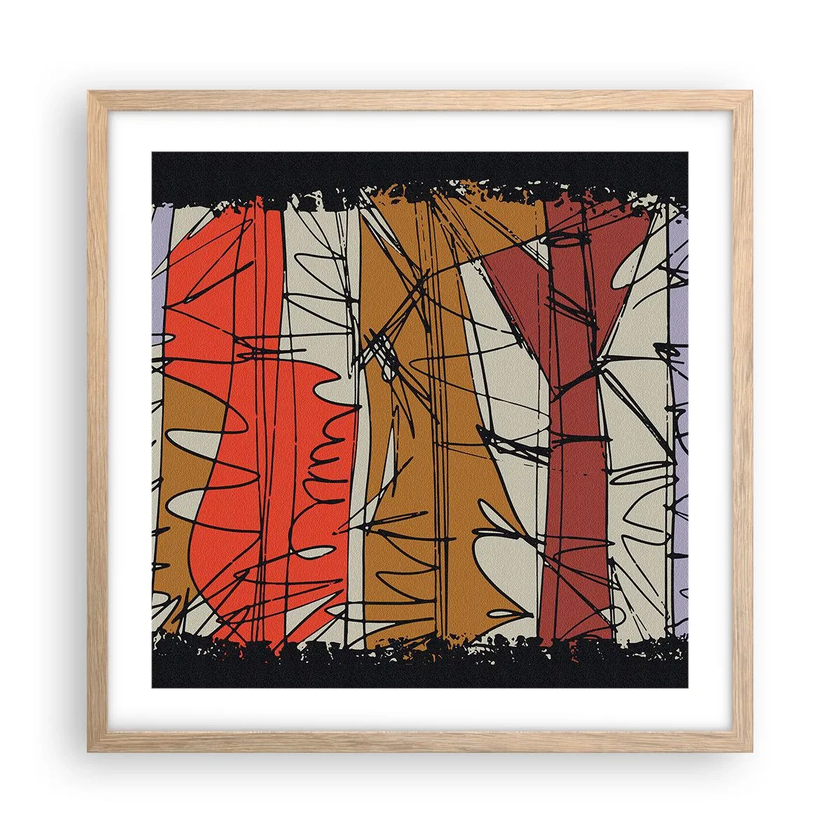 Poster in light oak frame - Spontaneous Composition - 50x50 cm