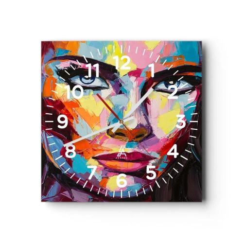 Wall clock - Clock on glass - Soul Is Also Colourful - 40x40 cm
