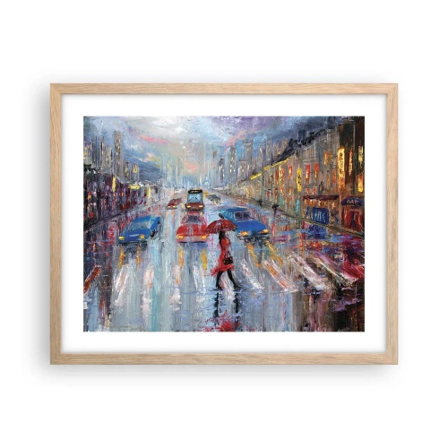 Poster in light oak frame - Rainy Afternoon in a City - 50x40 cm