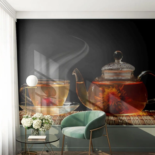 Photo Wallpaper Premium Sand - Magic and Art of Tea Making - Tea, Tea pot, Teacup - 250x175 cm