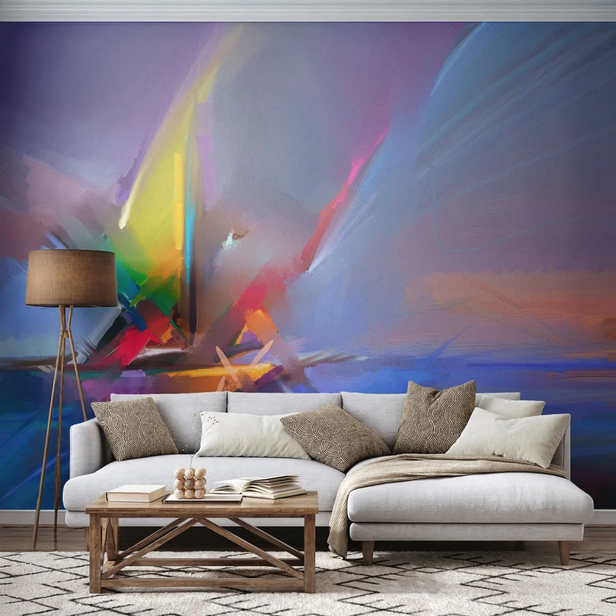 Photo Wallpaper Premium Canvas - Flew like s Bird - Abstraction, Piece, Sailboat - 250x175 cm