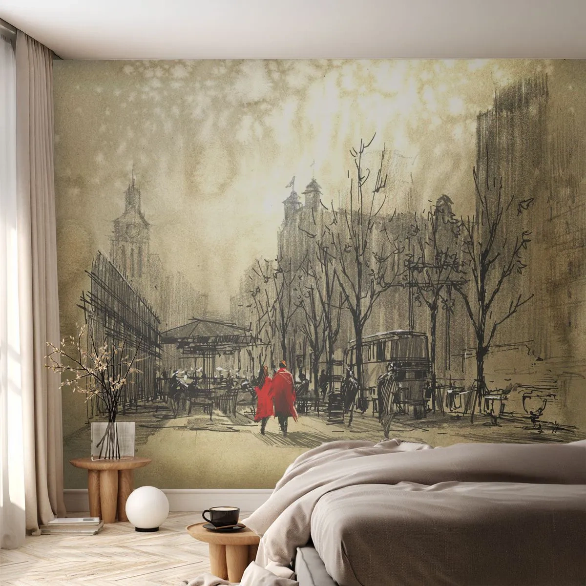 Photo Wallpaper Standard Eco - A Date in London Fog - City, London, Architecture - 350x256 cm