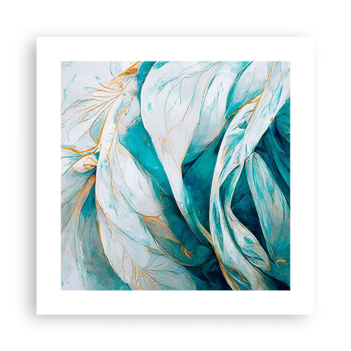 Poster - Blue Abstract with a Golden Motif - 40x40 cm