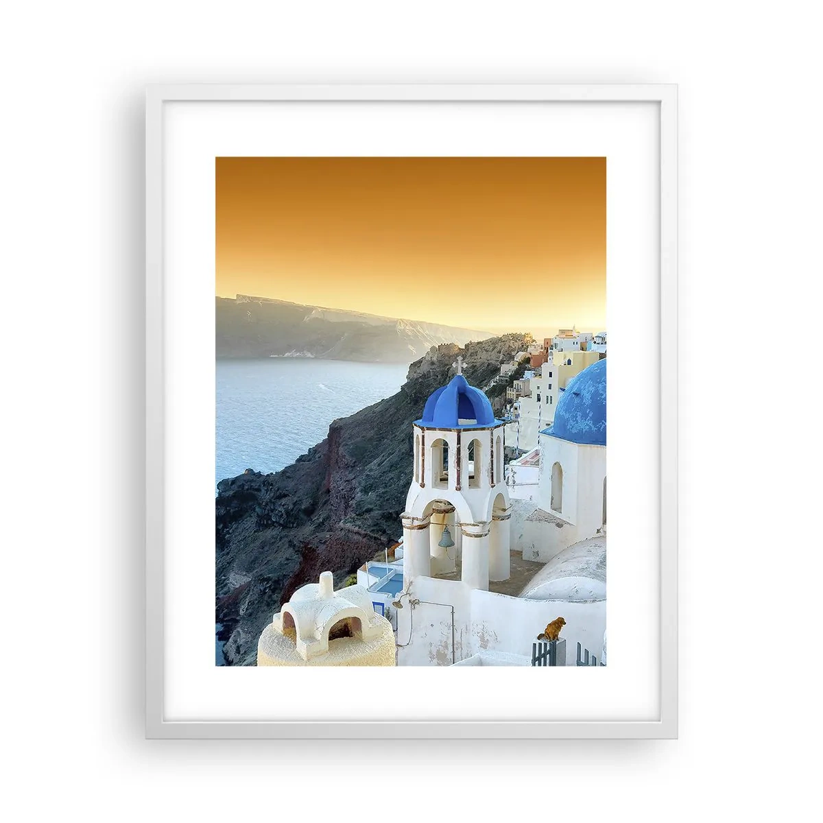 Poster in white frmae - Santorini - Snuggling up to the Rocks - 40x50 cm