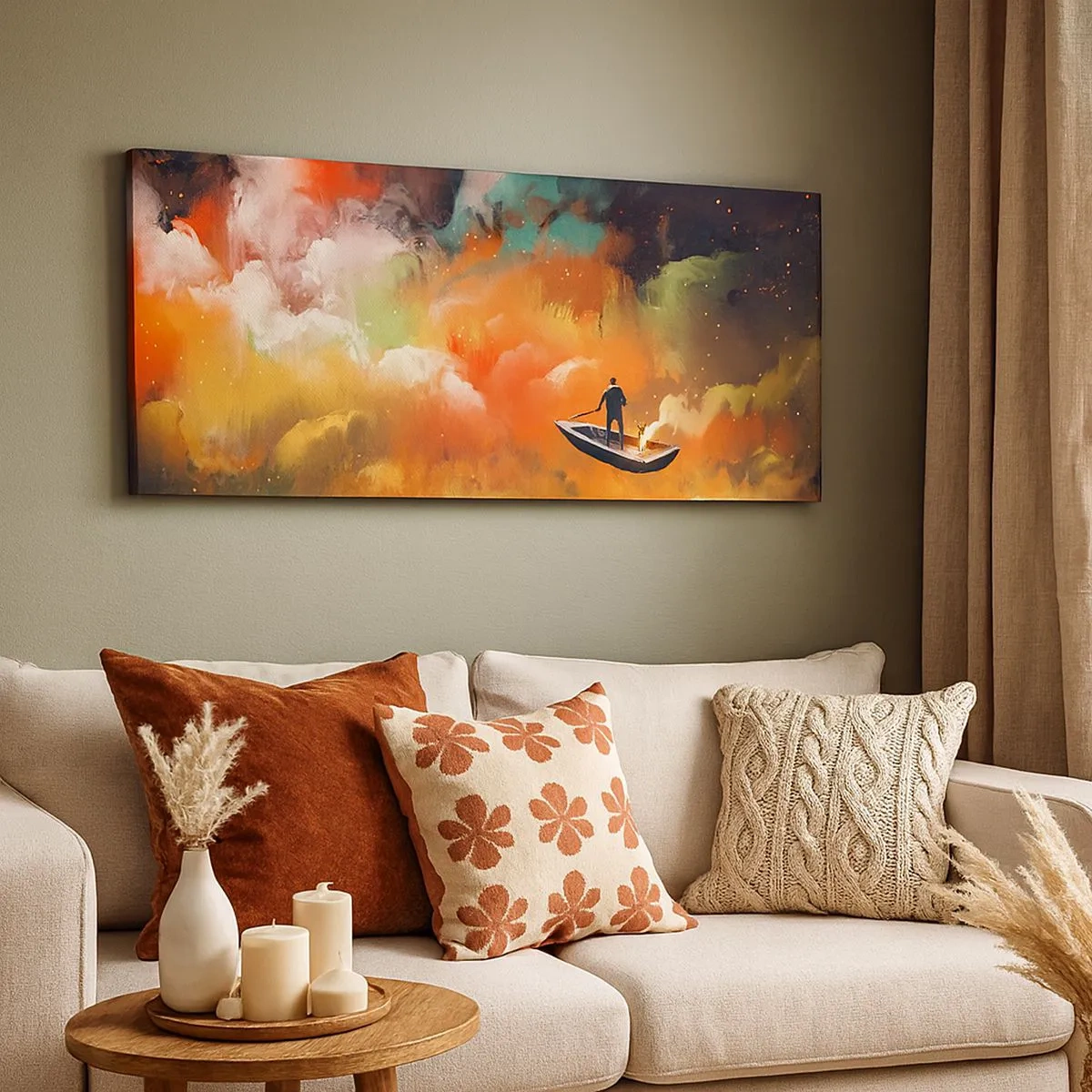 Canvas picture - Through the Galaxy in a Boat - 100x40 cm