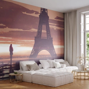 Photo Wallpaper Premium Canvas - Only Them Two - City, Eiffel Tower, Paris - 200x140 cm