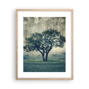 Poster in light oak frame - Apple Tree in Blue? - 40x50 cm