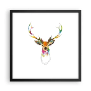 Poster in black frame - Deer Bathed in Colour - 40x40 cm