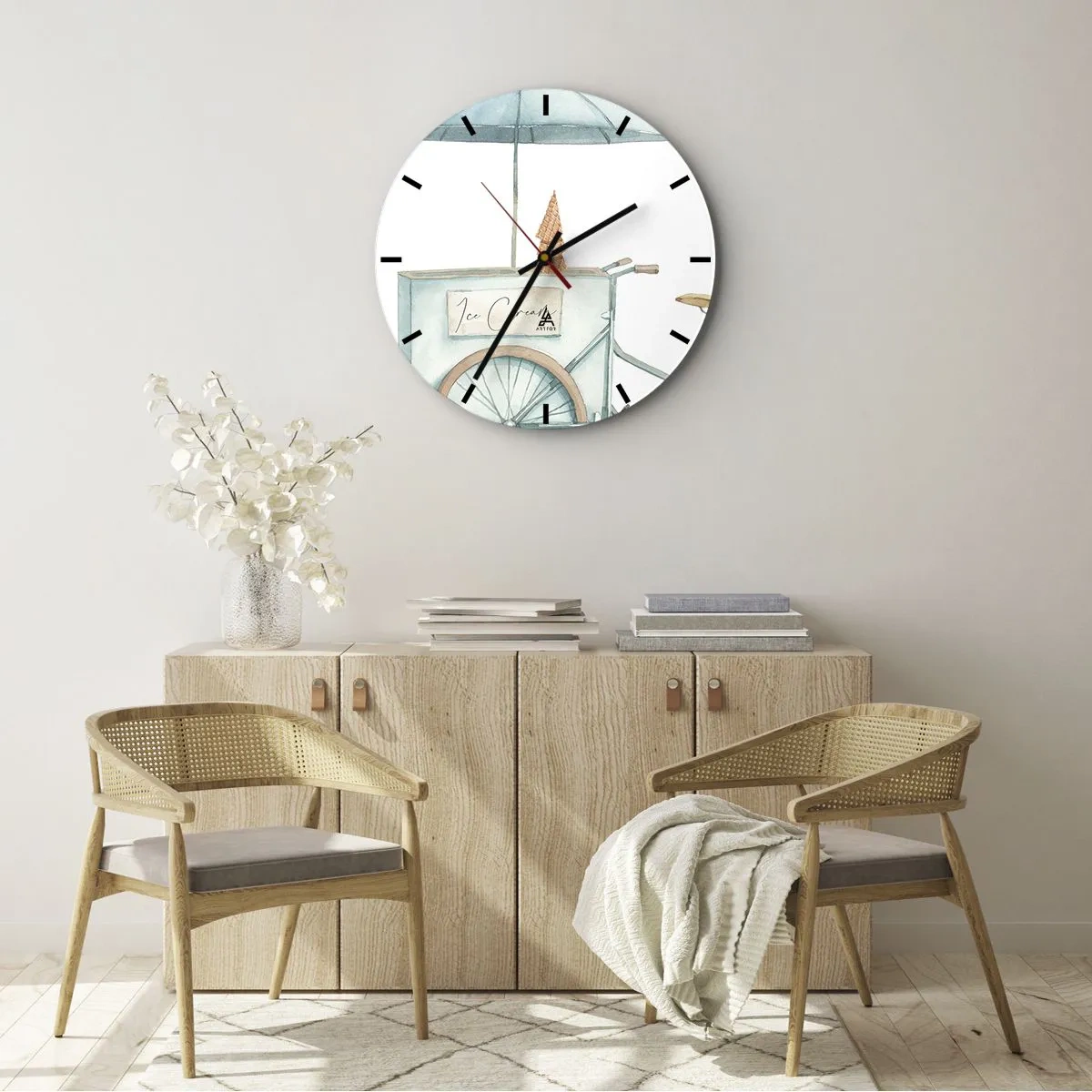 Wall clock - Clock on glass - Sweet Memory of the Summer - 40x40 cm
