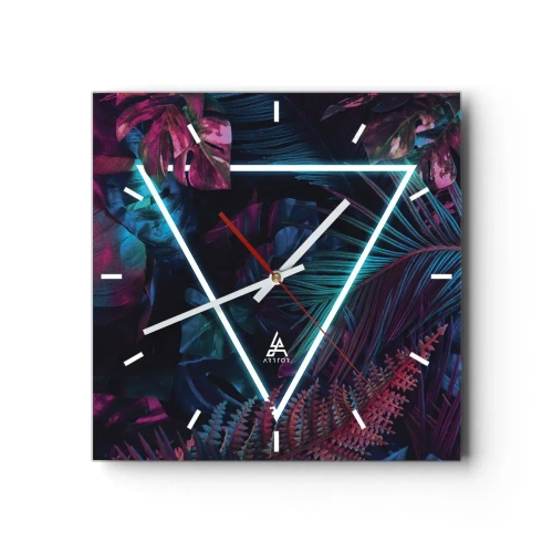 Wall clock - Clock on glass - Disco Style Garden - 30x30 cm