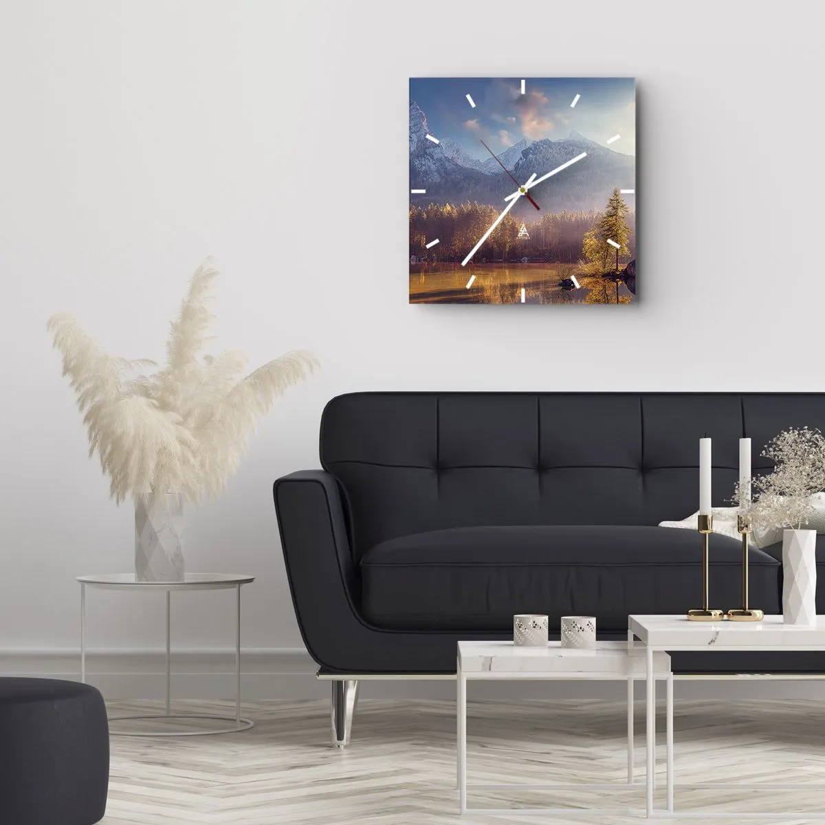 Wall clock - Clock on glass - In the Mountains and Valleys - 30x30 cm