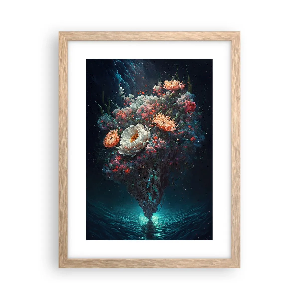 Poster in light oak frame - Strange Garden - 30x40 cm