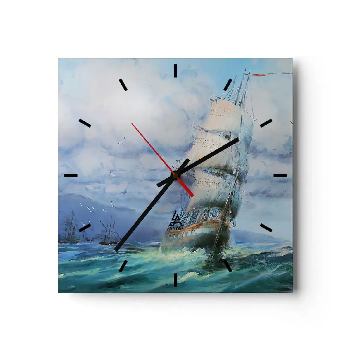 Wall clock - Clock on glass - Happy Winds - 30x30 cm