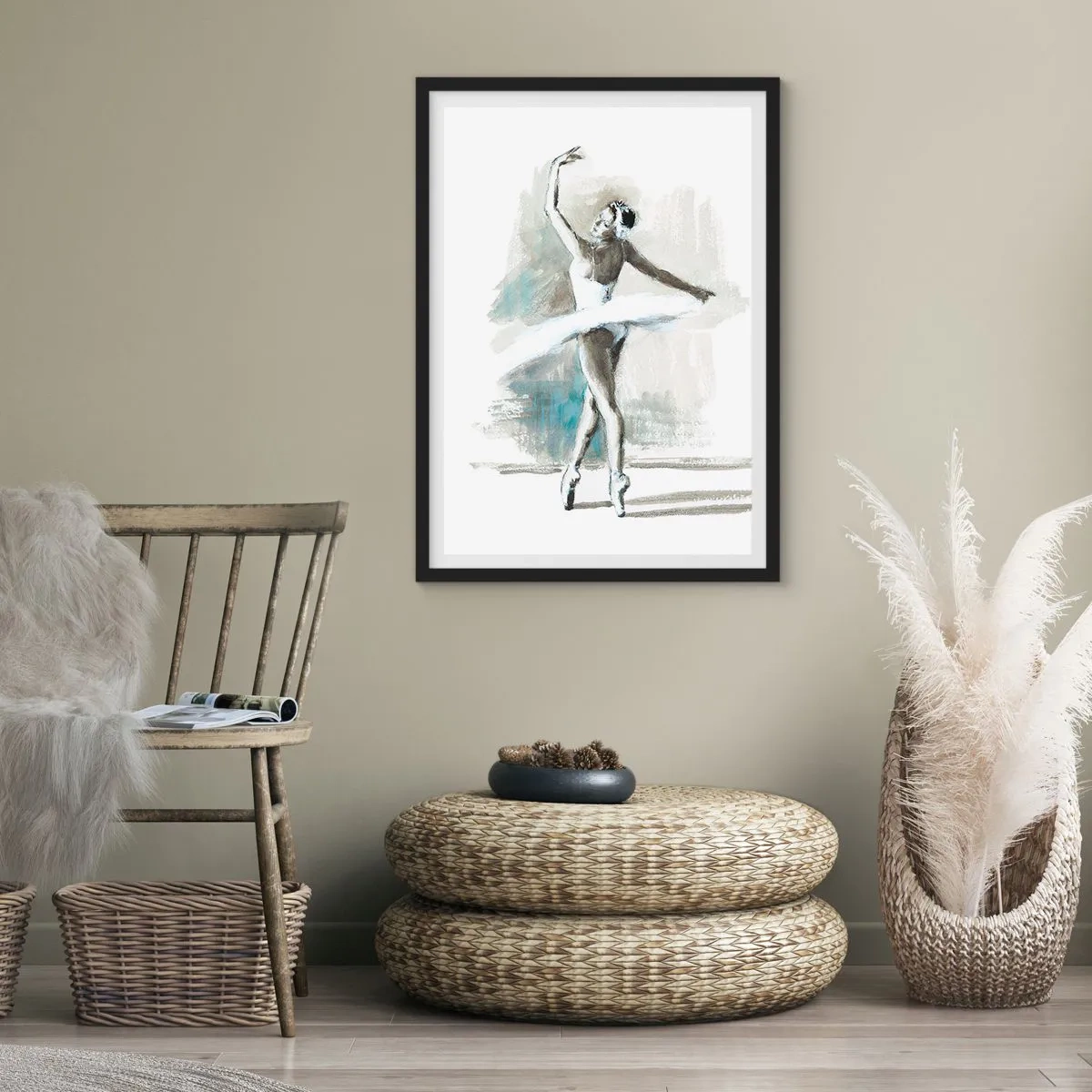 Poster in black frame - Enchanted into a Swan - 30x40 cm