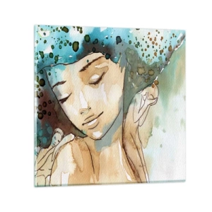 Glass picture - Lady in Blue - 70x70 cm