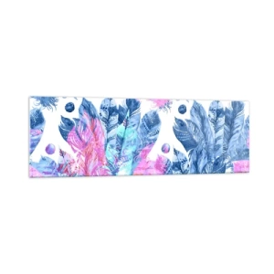 Glass picture - Pink and Blue Plumes - 160x50 cm