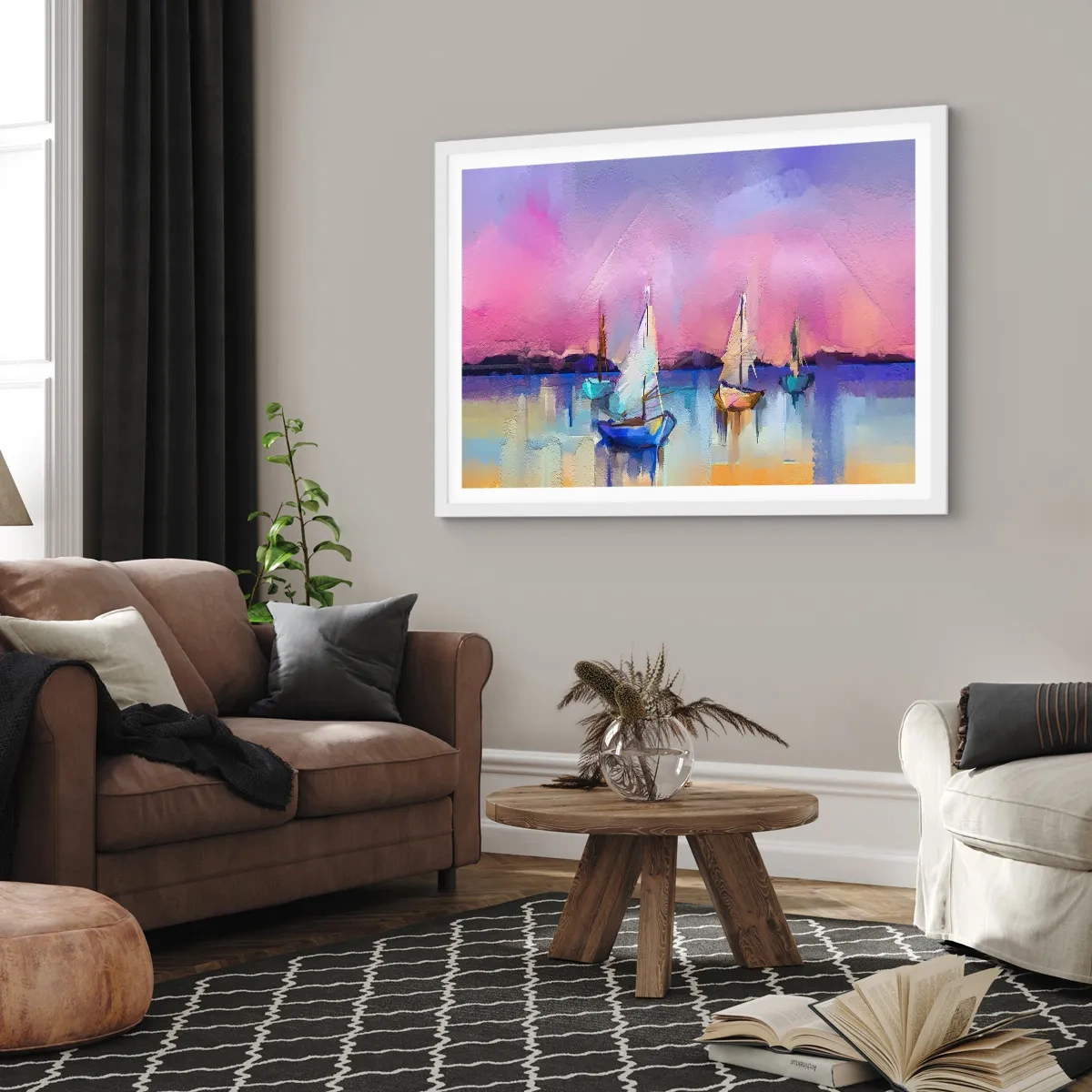 Poster in white frmae - Direction: High Sees - 70x50 cm