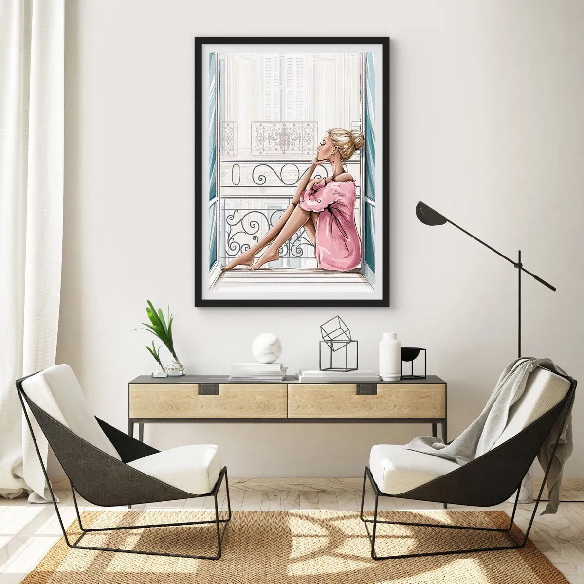 Poster in black frame - Morning in Paris - 30x40 cm