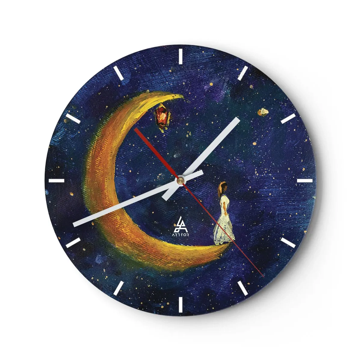 Wall clock - Clock on glass - Calling of the World - 40x40 cm