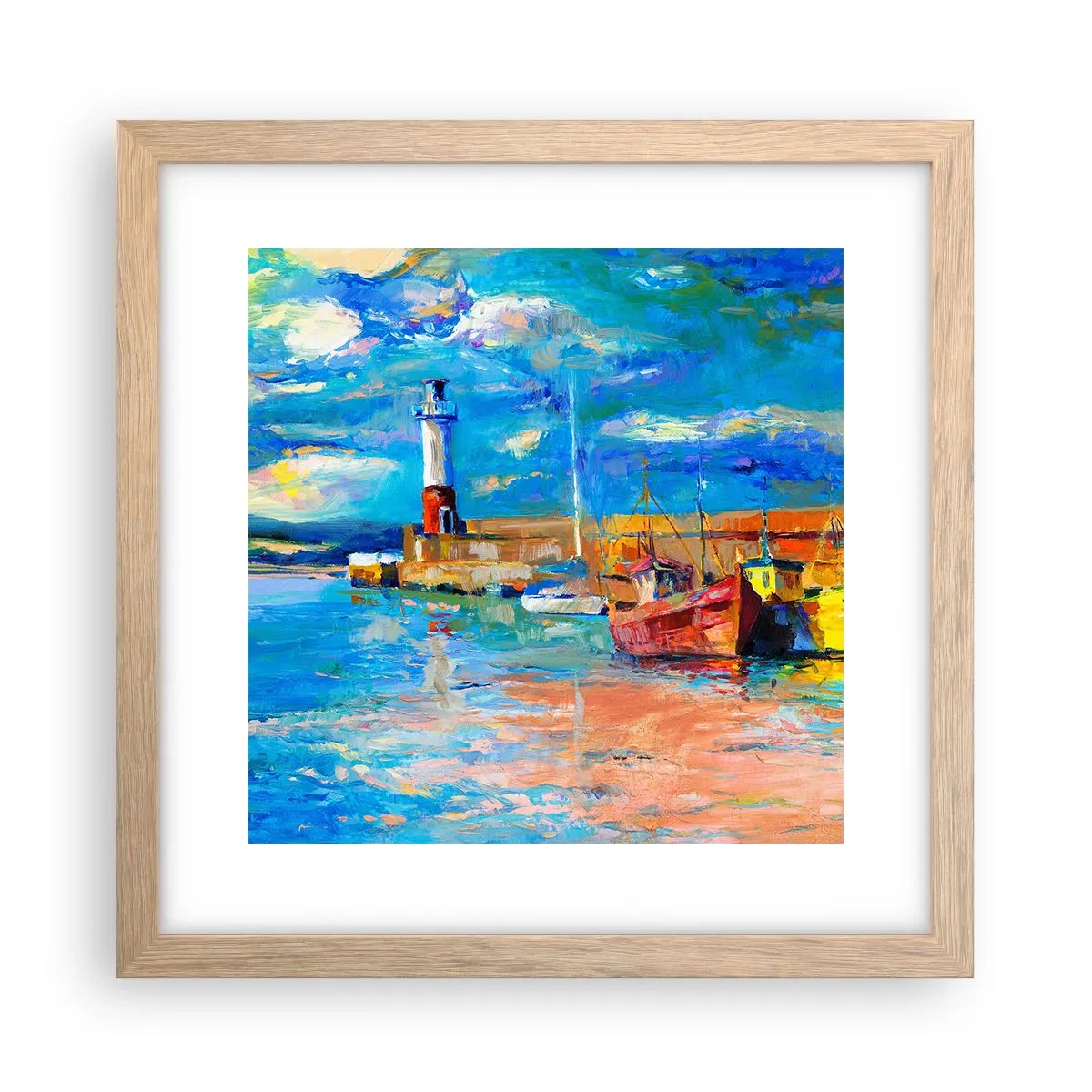 Poster in light oak frame - Afternoon in a Rainbow Bay - 30x30 cm