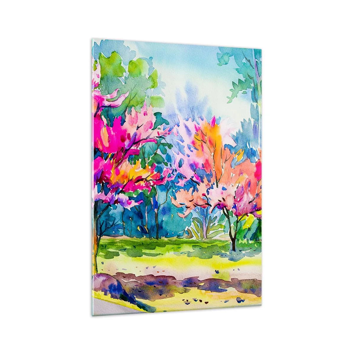 Glass picture - Rainbow Garden in Spring Light - 70x100 cm