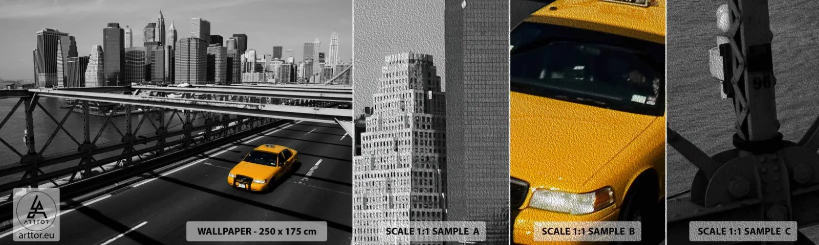 Photo Wallpaper Sample Premium Sand - Colour of a Big City - City, New York, Architecture - 100x30 cm