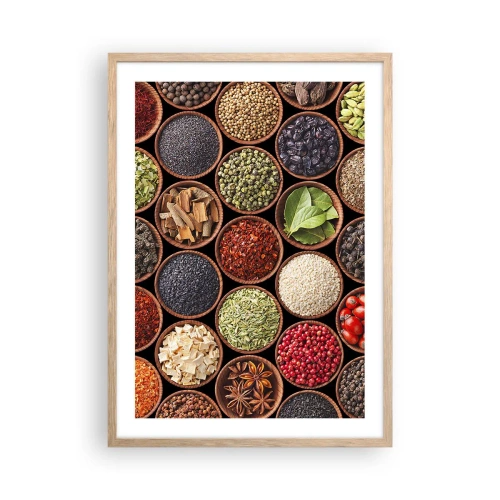 Poster in light oak frame - All Flavours of the World - 50x70 cm