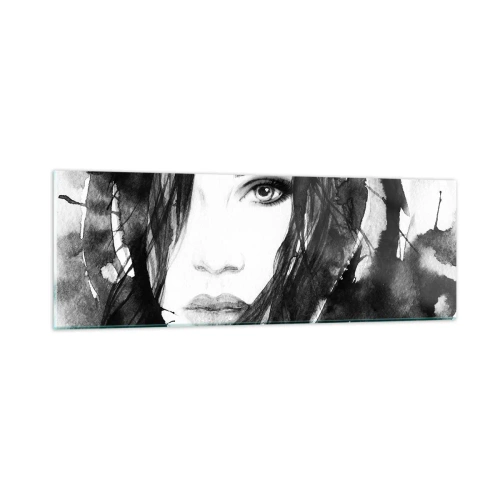 Glass picture - Portriat of a Lady in  Black and White - 90x30 cm
